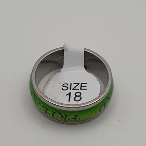 Unisex Stainless Steel Alloy Green Friend Band Ring Size U.S Size 9